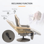 HOMCOM Manual Recliner Armchair PU Leather Lounge Chair w/ Adjustable Leg Rest, 135° Reclining Function, Grey