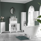 kleankin Tall Bathroom Storage Unit, Slim Bathroom Cabinet with Adjustable Shelves and Double Door, White