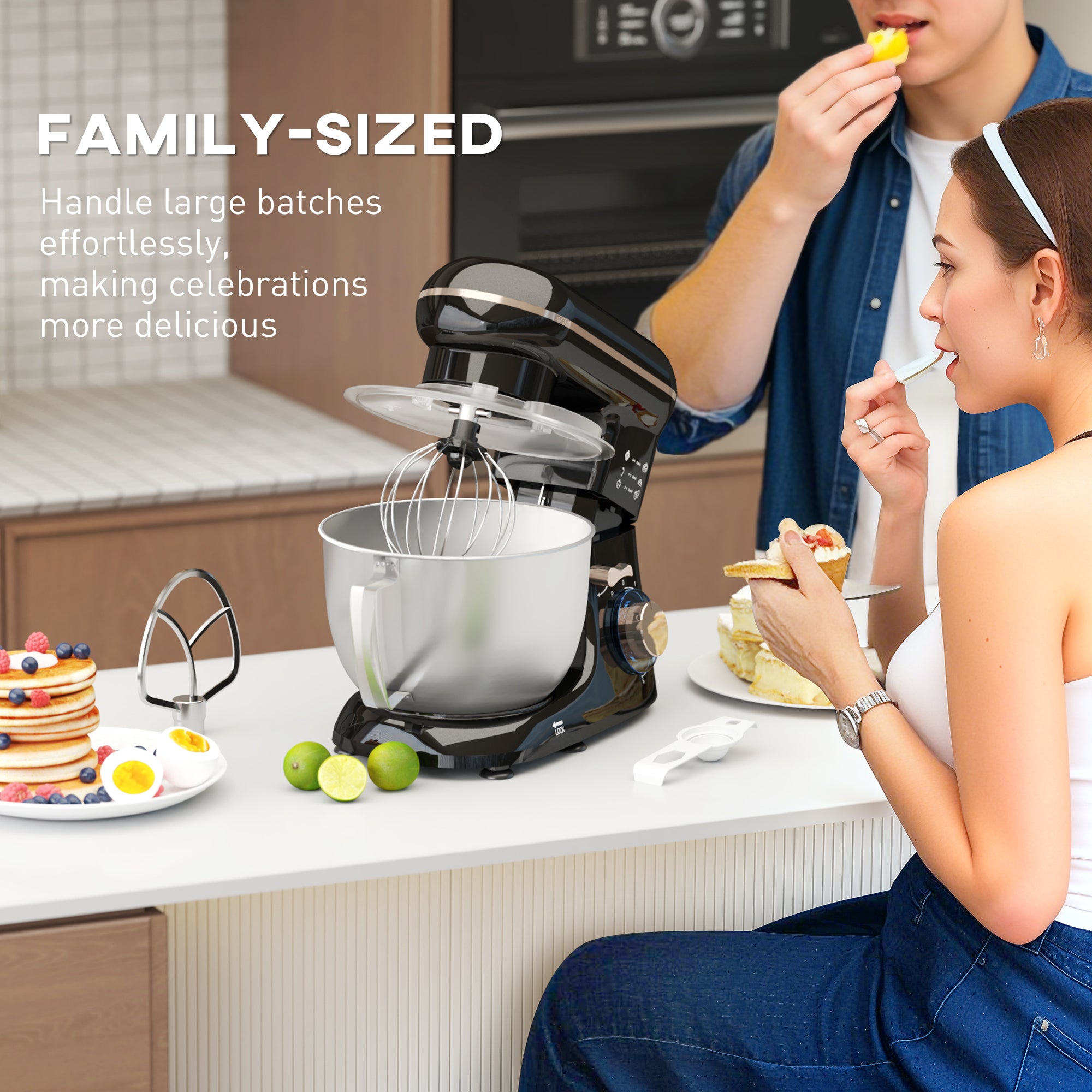 1300W Kitchen Stand Mixer, with Accessories - Black