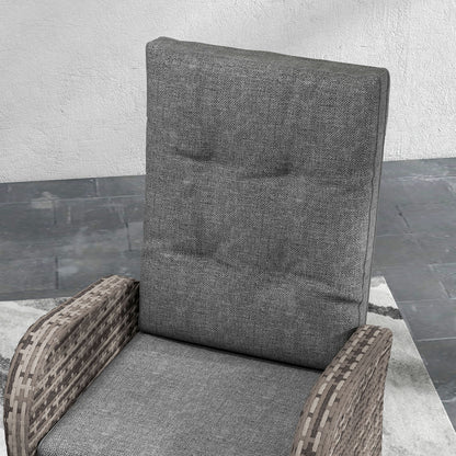 Outsunny 2 Seater Patio Rattan No Installation Chaise Lounge Sofa Set with Premium Fabric Cushion, Grey and Brown