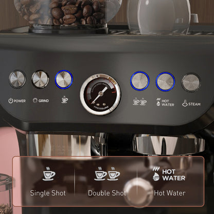 15 Bar Coffee Machine with Adjustable Grind, Steamer and Accessories, Good Housekeeping Institute Approved, Black