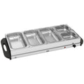 5 Tray Electric Food Warmer Buffet Server with Warming Plate, Cool Touch Handles, Adjustable Temperature, 300W, 3 x 2.4L and 2 x 1L Pans