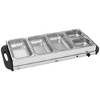 5 Tray Electric Food Warmer Buffet Server with Warming Plate, Cool Touch Handles, Adjustable Temperature, 300W, 3 x 2.4L and 2 x 1L Pans