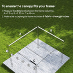 Outsunny Retractable Pergola Cover, 2.55 x 2.5 m Replacement Canopy Fabric for 3 x 3 m Frame, Roof Top Only, Dark Grey