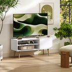 TV Stand up to 55 Inches, TV Unit with Open Shelves and Cable Holes - White