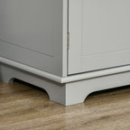HOMCOM Sideboard with Rubberwood Top and Independent Storage Shelves for Dining Room, Kitchen - Grey