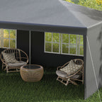 Outsunny 2.95 x 5.83 m Semi-Open Gazebo - Dark Grey