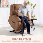 HOMCOM Power Lift Recliner Chair with Vibration Massage, Lift Chair for Elderly with Footrest, Remote, Side Pocket, Brown