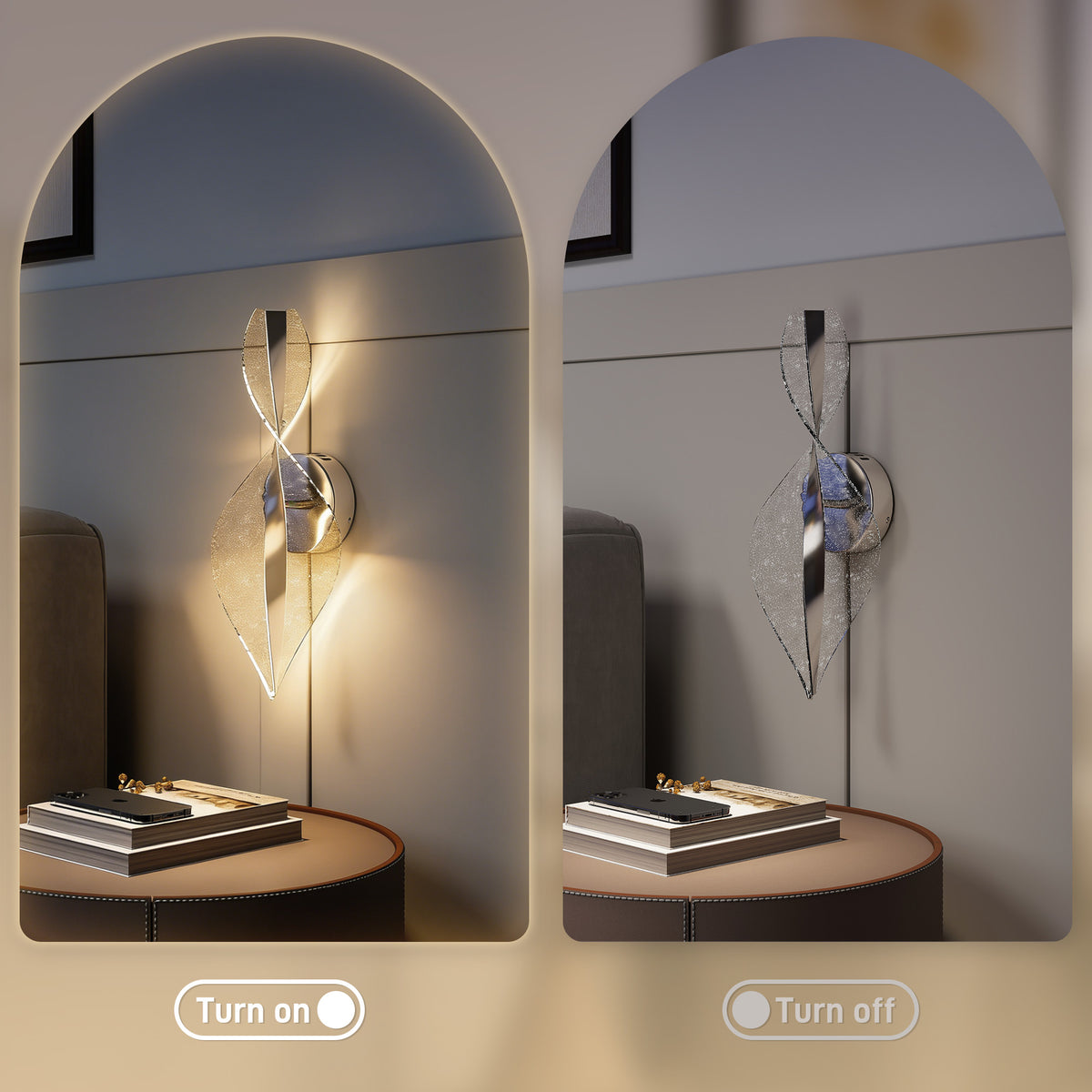 Led Wall Lamp 2 Pack, 13W Modern Indoor Spiral Wall Light, Colour Temperature Adjustable 3000K/4000K/6500K, for Bedroom, Living Room, Hallway, Stairs, Silver Tone
