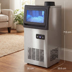 Commercial Ice Maker Machine, 36kg/24H Stainless Steel Under Counter or Freestanding Ice Machine, Silver