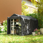 Outsunny 2.2 x 1.6 m Garden Storage Tent, Waterproof Anti-UV Bike Tent with Roll-up Zipper Door, Galvanised Outdoor Storage Shelter Carport for Bike, Motorbike, Garden Tools, Black