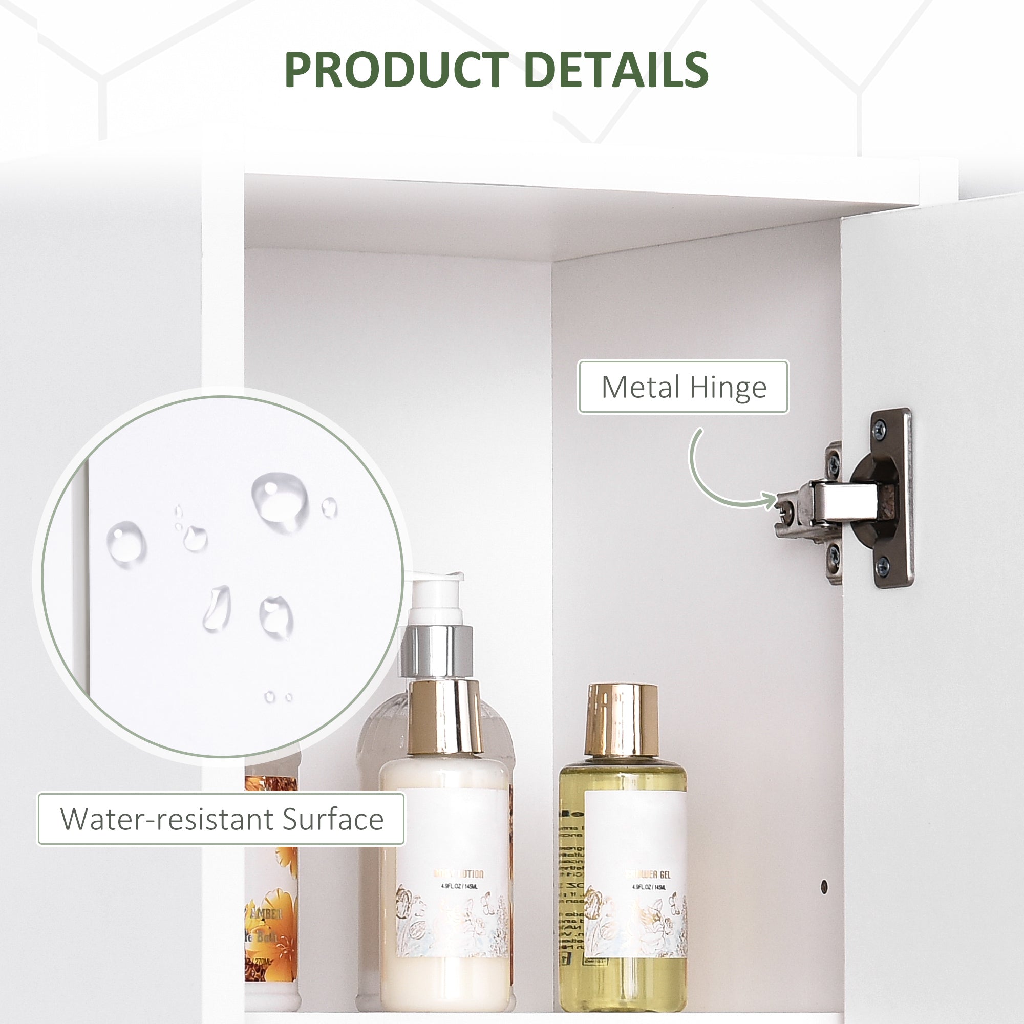 HOMCOM Tall Bathroom Storage Cabinet with Three-position Adjustable Shelves For Neutral Style, Hallway White