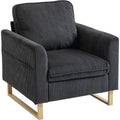 HOMCOM Accent Chair with Pocket Spring, Modern Industrial Armchair with Metal Legs for Livingroom Dark Grey