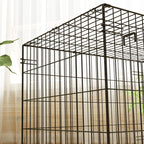 PawHut Foldable Dog Crate with 2 Doors with Tray, Soft Cushion, for Small Dogs, 75 x 49 x 53 cm, Black