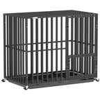 PawHut Heavy Duty Dog Crate, Dog Cage with Wheels for Small Medium Breeds, Metal Pet Kennel with Removable Tray