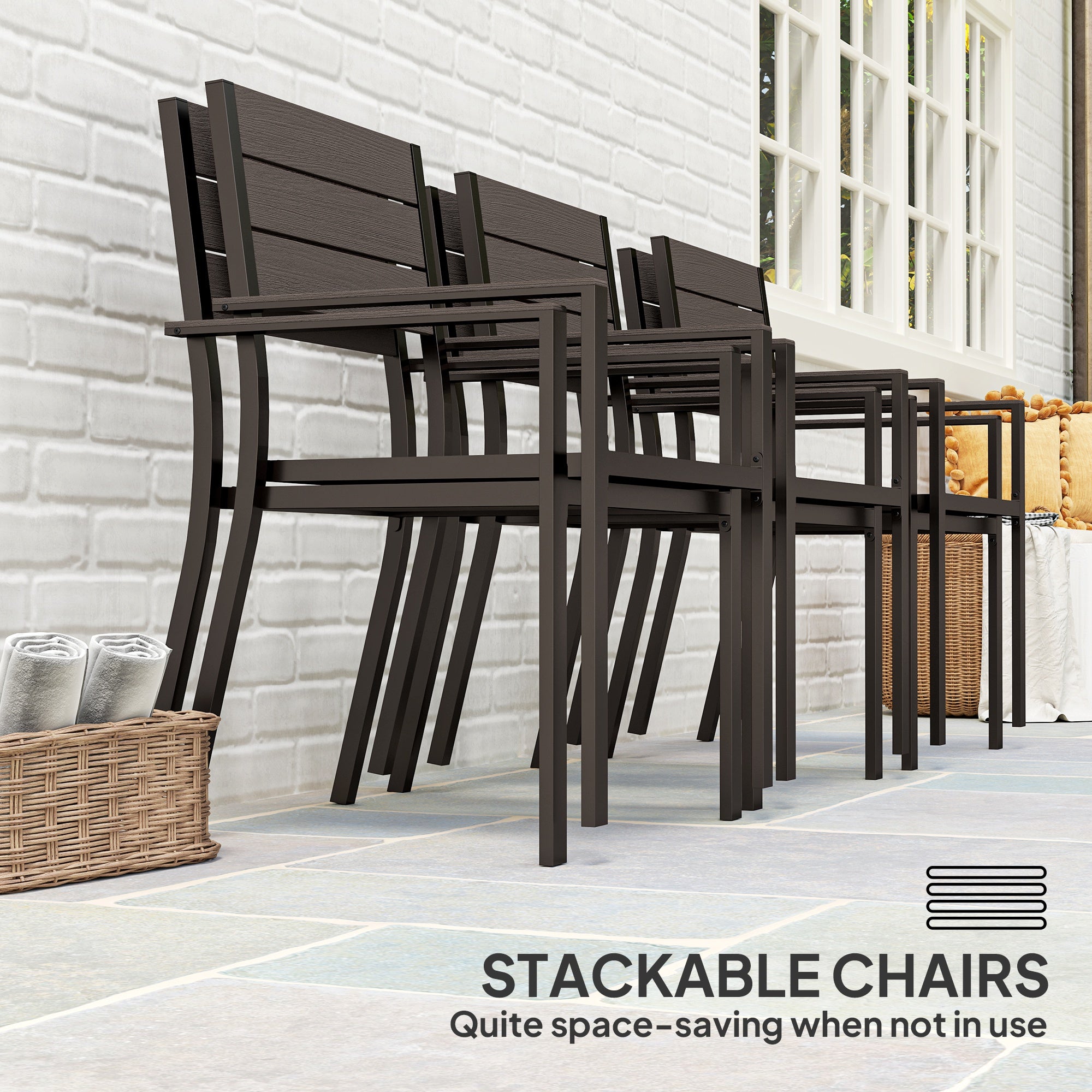 Outsunny Seven-Piece Outdoor Dining Set - Brown