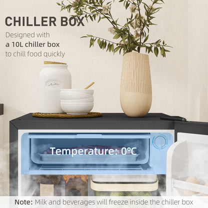 Under Counter Fridge, 91L Small Fridge with Chiller Box, Removable Shelf, Reversible Door, Adjustable Legs, Mini Refrigerator,  Silver Tone
