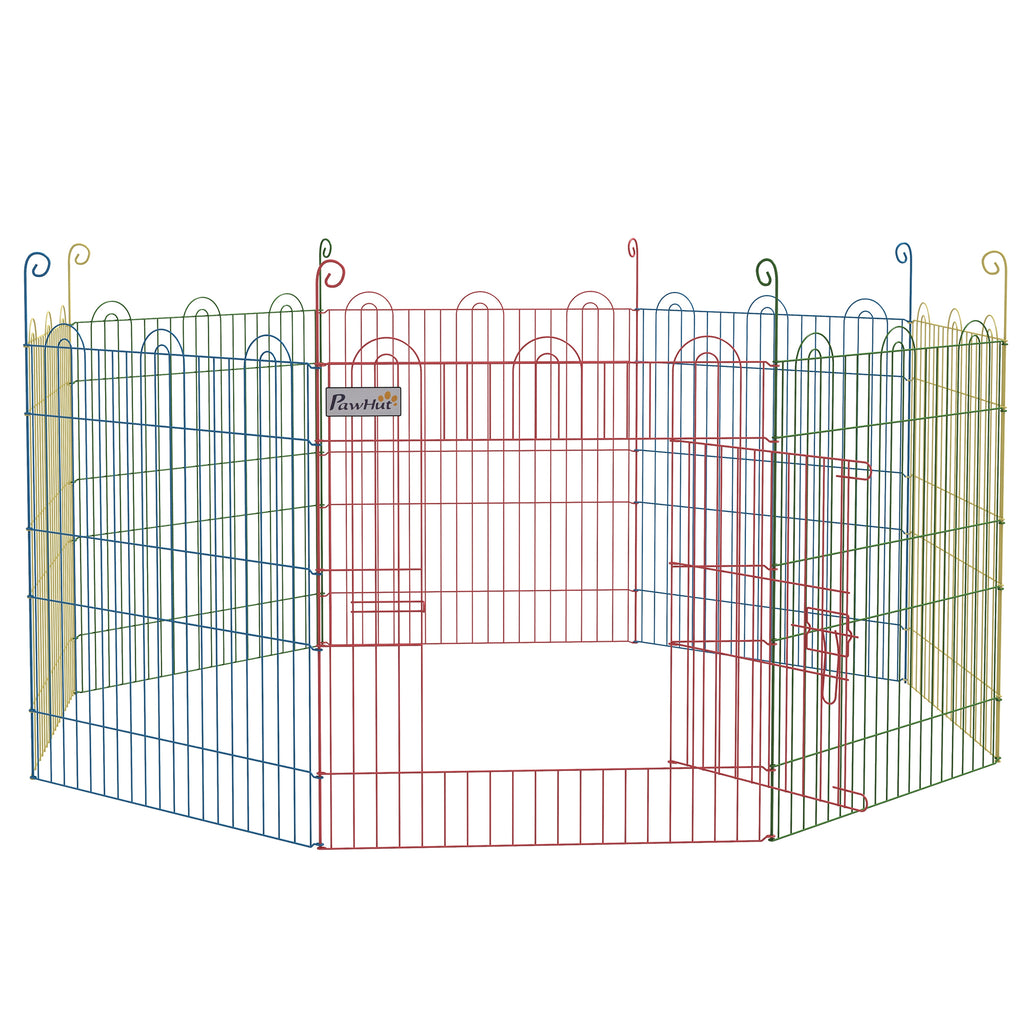 PawHut Pet Playpen Crate, with Eight Panels, Door, for Indoors and Outdoors, 60H x ?156cm