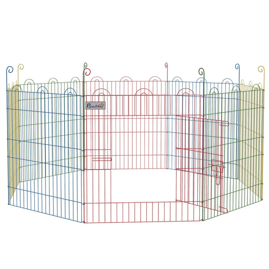 PawHut Pet Playpen Crate, with Eight Panels, Door, for Indoors and Outdoors, 60H x ?156cm