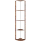 RGB Standing Lamp with Shelves, 4-Tier LED Floor Lamp with Multiple Lighting Modes, Rustic Brown