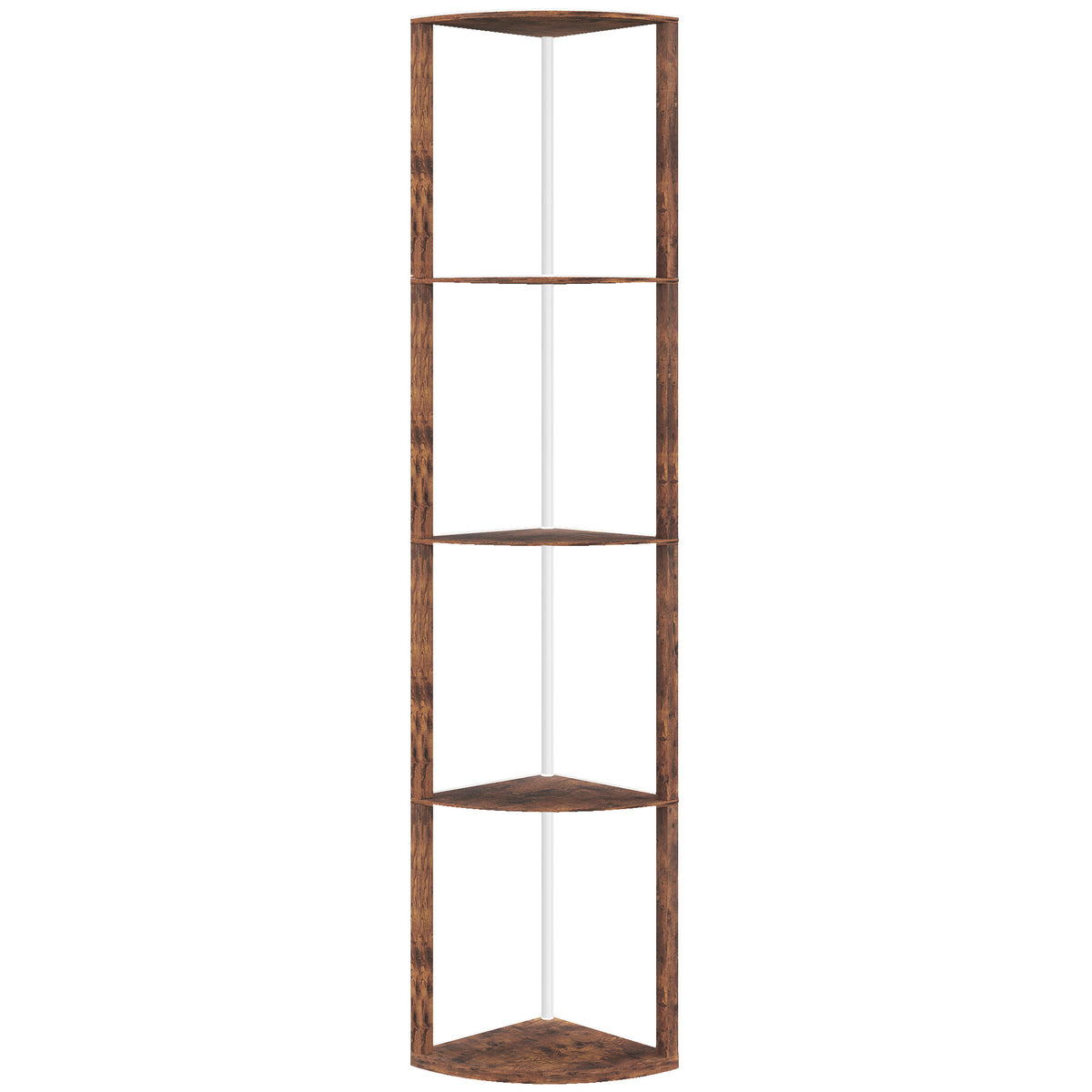 RGB Standing Lamp with Shelves, 4-Tier LED Floor Lamp with Multiple Lighting Modes, Rustic Brown