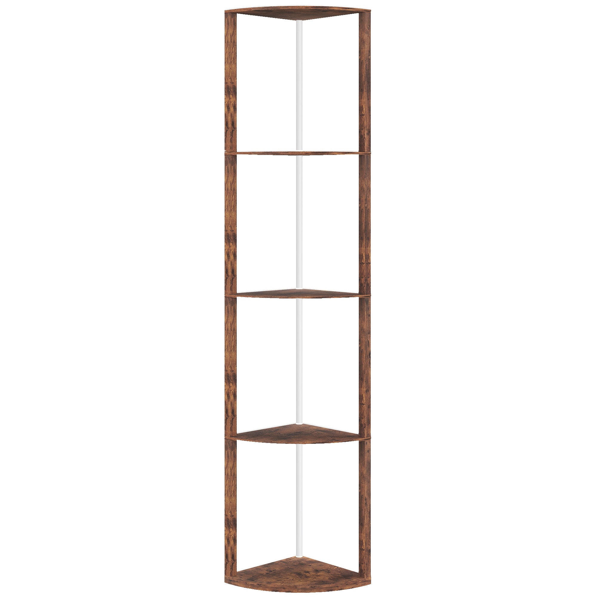 RGB Standing Lamp with Shelves, 4-Tier LED Floor Lamp with Multiple Lighting Modes, Rustic Brown