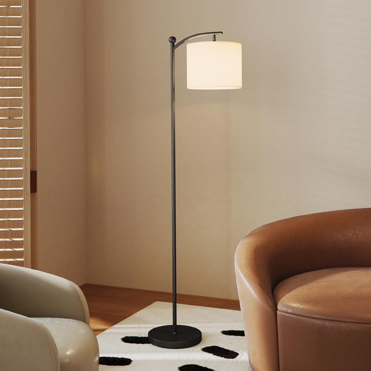 LED Floor Lamp with Remote Control - Black