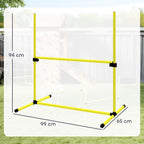 PawHut 4 Pieces Dog Agility Training Equipment, Adjustable Height Jumps Hurdle with Carrying Bag for Outdoor, Yellow