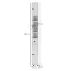 kleankin 180cm Slim Bathroom Cabinet, with Drawer, Shelves and Cupboards - Light Grey