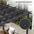 Outsunny 3 x 3m Aluminium Pergola with Retractable Roof and L4 Wind-proof - Dark Grey