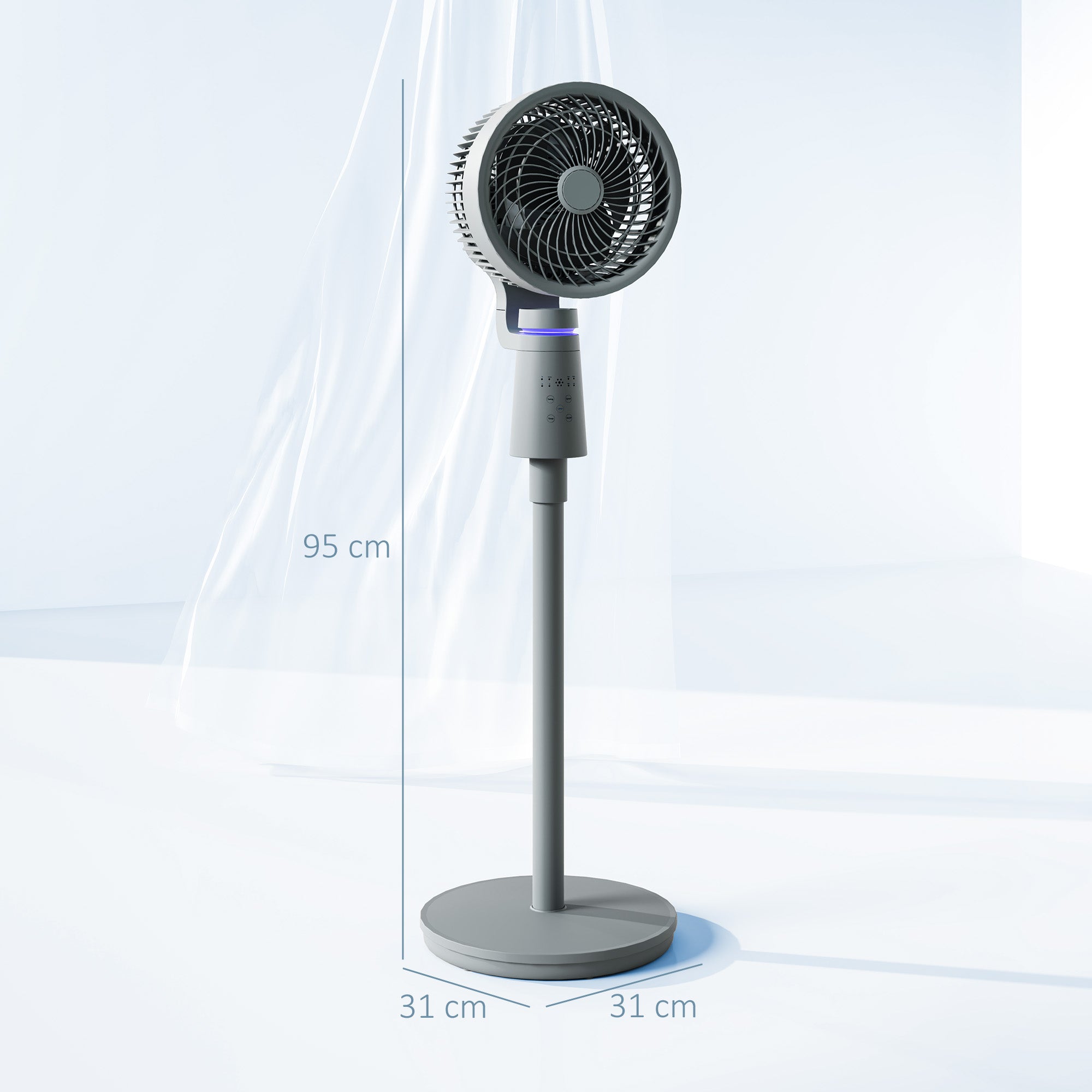 Pedestal Air Circulation Fan with Oscillating, Light Off, Grey