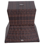Outsunny Rattan Outdoor Coffee Table, Wicker Garden Patio Bistro Side Table with Umbrella Hole and Storage Space for Balcony, Porch, Brown