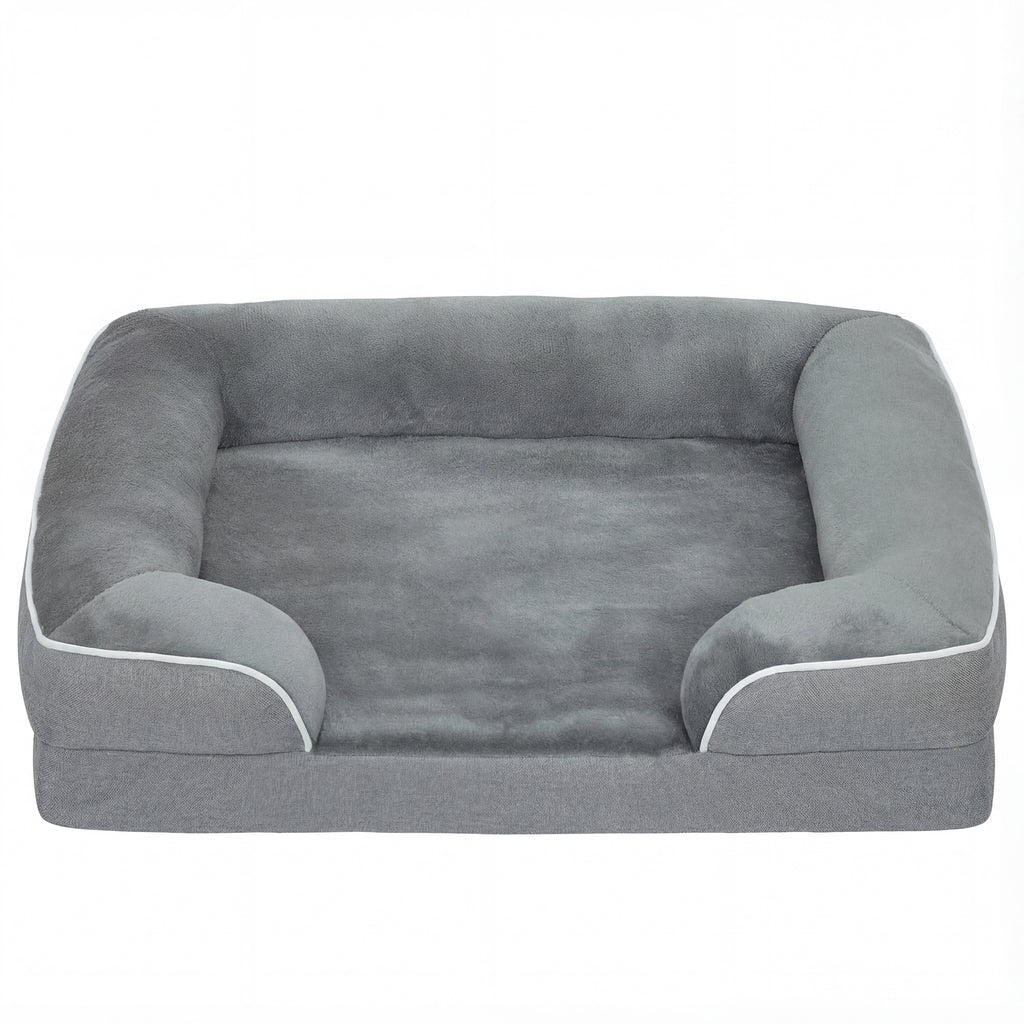 PawHut Dog Sofa Bed, Washable Pet Bed with Removable Cover and Non-Slip Bottom for Cats and Small Dogs, Grey