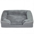 PawHut Dog Sofa Bed, Washable Pet Bed with Removable Cover and Non-Slip Bottom for Cats and Small Dogs, Grey