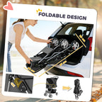 PawHut Dog Pram, Pet Stroller with Reflective Strips, Foldable Cat Stroller with 360° Swivel Wheels, Dark Grey