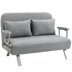 HOMCOM Two-Seater Click-Clack Sofa Bed with Pillows - Light Grey