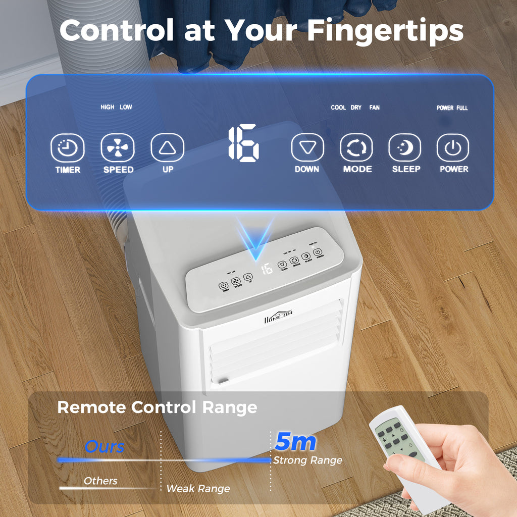 7000 BTU Air Conditioning Unit, 3-in-1 Portable Air Conditioner, Dehumidifier, Cooling Fan with 2 Speeds, 24H Timer, Remote Control, LED Display, Window Venting Kit, 15m²