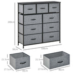 HOMCOM Nine Drawer Fabric Dresser - Grey