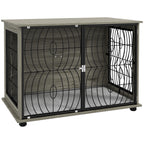 PawHut Dog Crate Furniture End Table w/ Plush Washable Cushion, Lockable Door, for Large Dogs