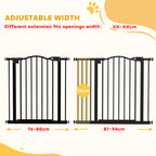 PawHut Metal 74-94cm Adjustable Pet Gate Safety Barrier w/ Auto-Close Door Black
