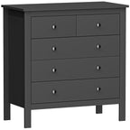 HOMCOM 5 Drawer Dresser for Bedroom, Modern Chest of Drawers, Wide Storage Unit for Living Room, Hallway, Black