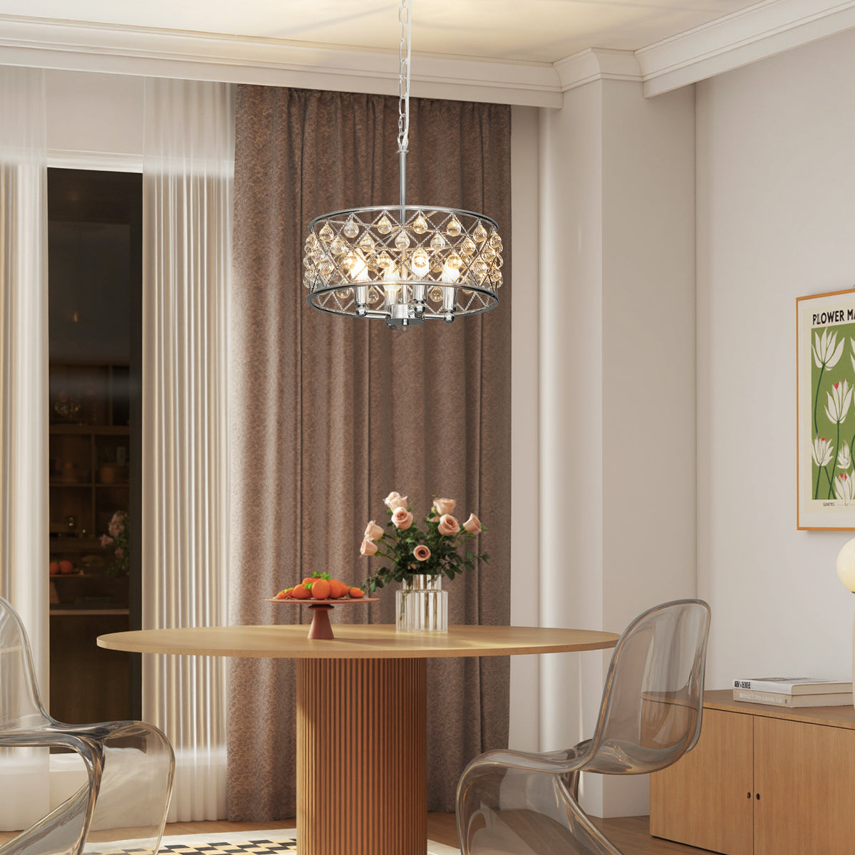 51 Crystallite Four-Bulb Chandelier - Silver-Tone