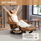 HOMCOM Faux Leather Reclining Chair and Footstool - Brown