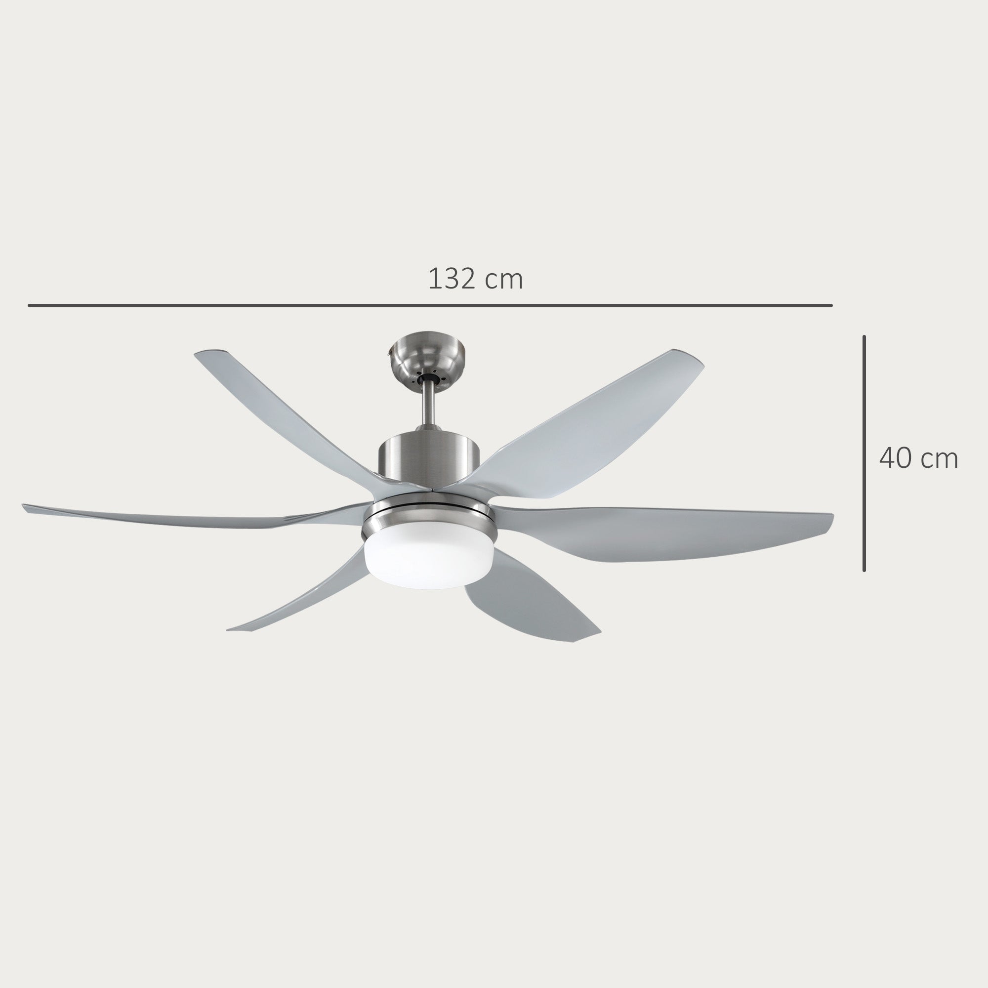 Set of 2 Reversible Ceiling Fan with Light, 6 Blades Indoor Modern Mount LED Lighting Fan with Remote Controller, for Bedroom, Living Room, Silver