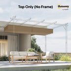 Outsunny Retractable Pergola Cover, 2.55 x 2.5 m Replacement Canopy Fabric for 3 x 3 m Frame, Roof Top Only, Tan