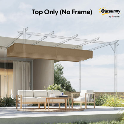 Outsunny Retractable Pergola Cover, 2.55 x 2.5 m Replacement Canopy Fabric for 3 x 3 m Frame, Roof Top Only, Tan