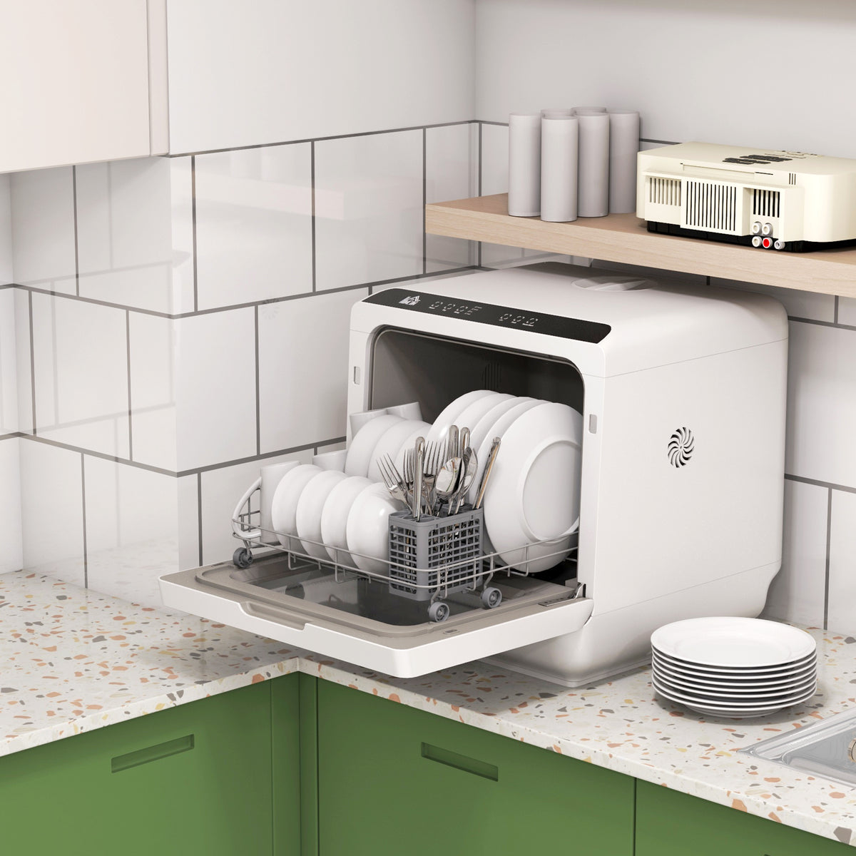 Six-Programme Countertop Dishwasher - White