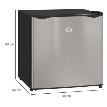 46 Litre Table Top Mini Fridge, Small Fridge with Ice Box, Reversible Door, Adjustable Temperature and Legs for Bedrooms, Home Office, Silver Tone