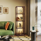 Four-Shelf Floor Lamp - Dark Brown