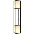 Modern Shelf Floor Lamp with Dual Ambient Light, Standing Lamp Living Room, Bedroom, 156cm, Black